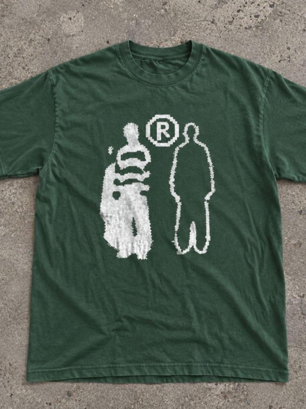 Gildan Dark Green Graphic Tee with White Silhouette Print